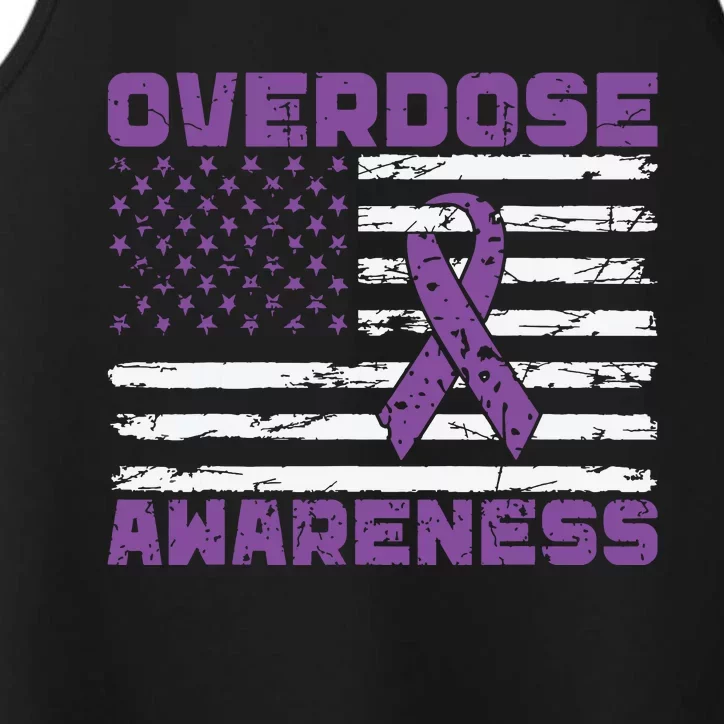 Overdose Awareness Purple Ribbon Drug Addiction Performance Tank