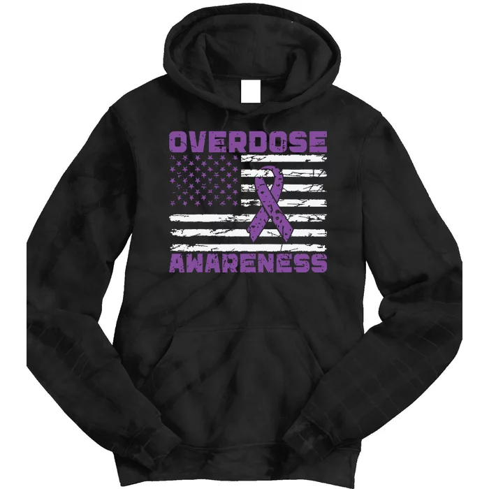 Overdose Awareness Purple Ribbon Drug Addiction Tie Dye Hoodie