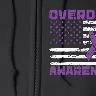 Overdose Awareness Purple Ribbon Drug Addiction Full Zip Hoodie