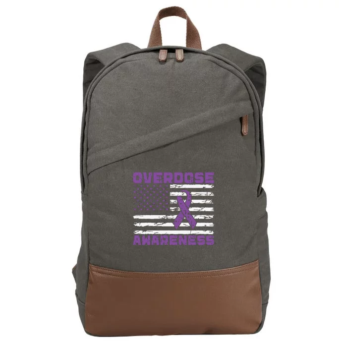 Overdose Awareness Purple Ribbon Drug Addiction Cotton Canvas Backpack