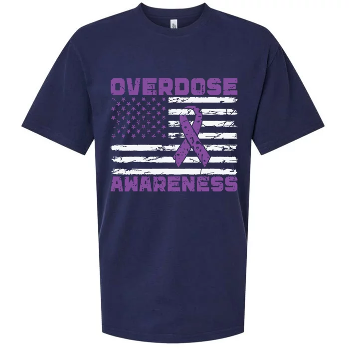 Overdose Awareness Purple Ribbon Drug Addiction Sueded Cloud Jersey T-Shirt