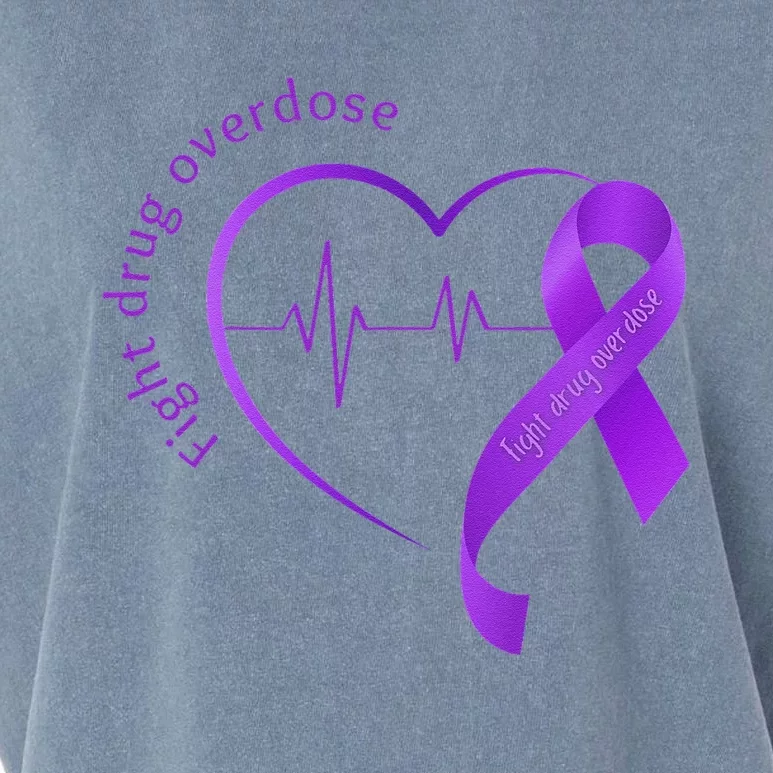 Overdose Awareness Purple Ribbon Drug Addiction Recovery Garment-Dyed Women's Muscle Tee