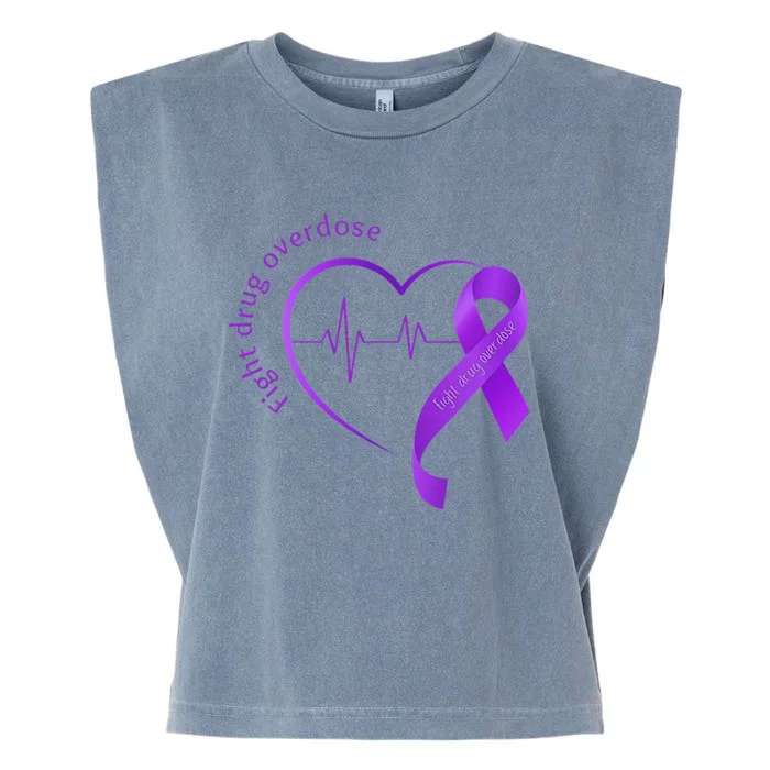 Overdose Awareness Purple Ribbon Drug Addiction Recovery Garment-Dyed Women's Muscle Tee