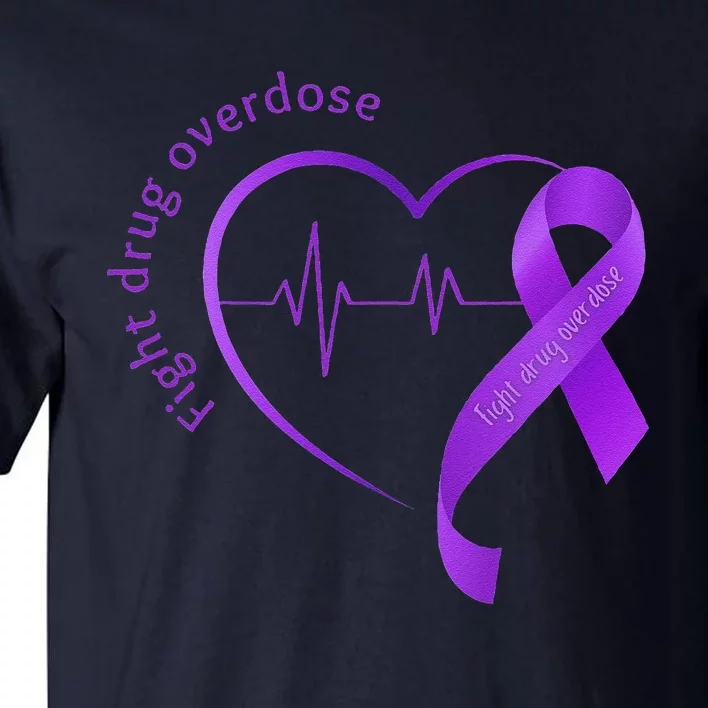 Overdose Awareness Purple Ribbon Drug Addiction Recovery Tall T-Shirt