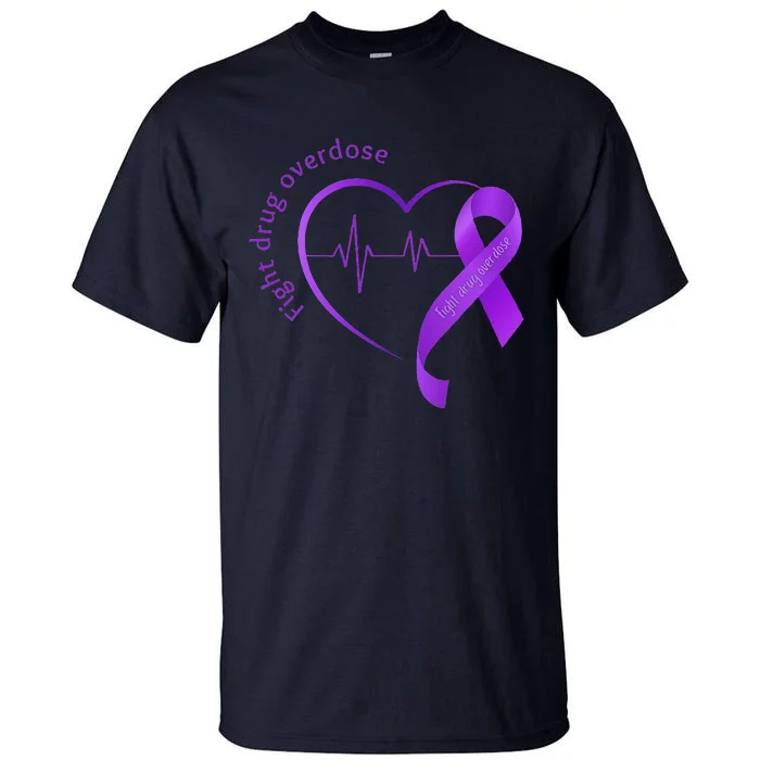 Overdose Awareness Purple Ribbon Drug Addiction Recovery Tall T-Shirt