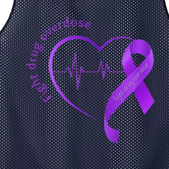 Overdose Awareness Purple Ribbon Drug Addiction Recovery Mesh Reversible Basketball Jersey Tank