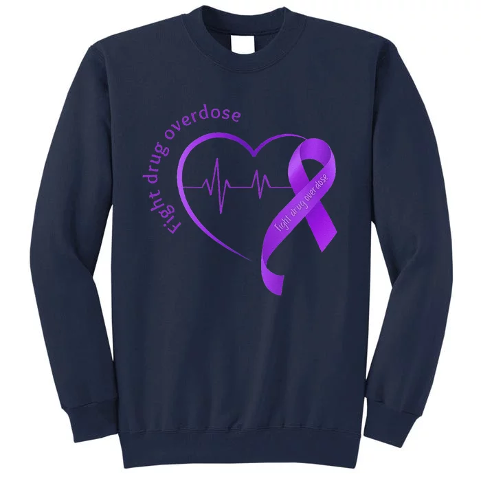 Overdose Awareness Purple Ribbon Drug Addiction Recovery Tall Sweatshirt