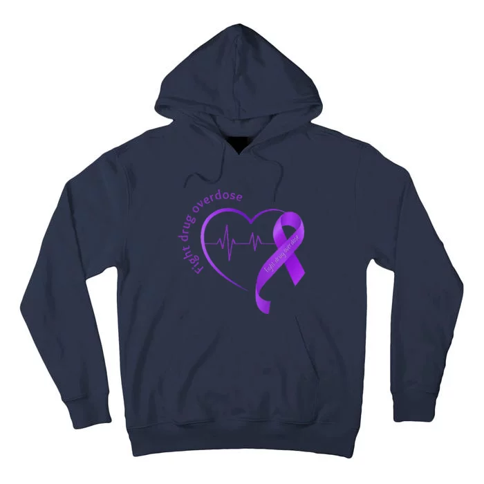 Overdose Awareness Purple Ribbon Drug Addiction Recovery Tall Hoodie