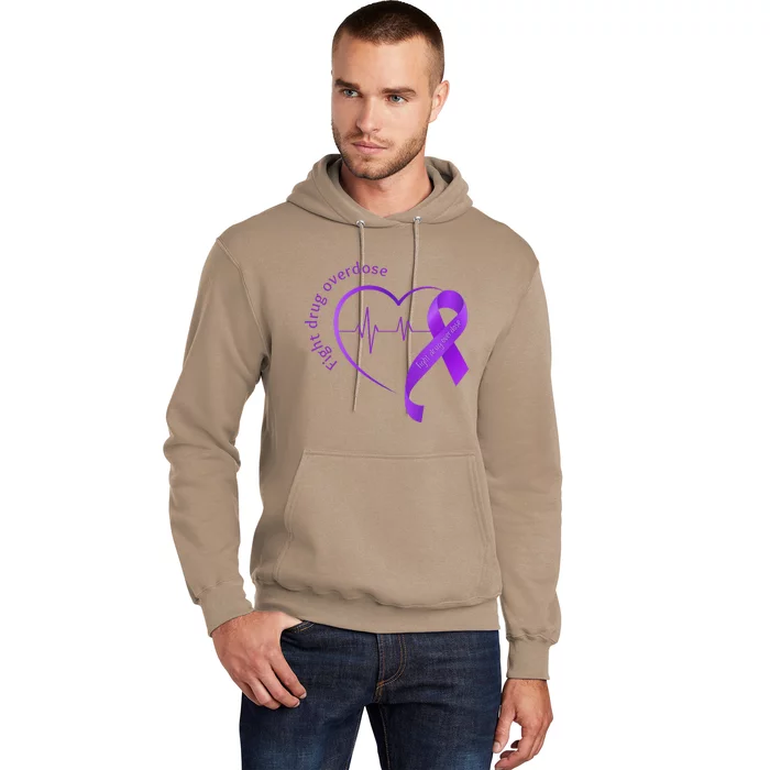 Overdose Awareness Purple Ribbon Drug Addiction Recovery Hoodie