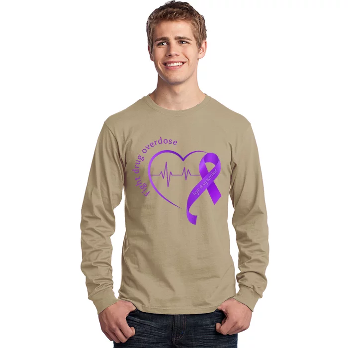 Overdose Awareness Purple Ribbon Drug Addiction Recovery Long Sleeve Shirt