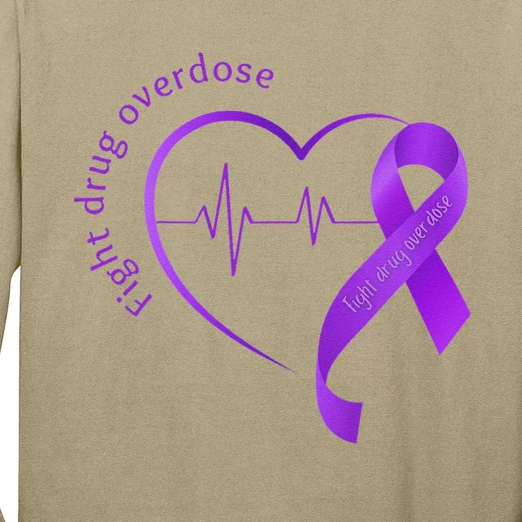 Overdose Awareness Purple Ribbon Drug Addiction Recovery Long Sleeve Shirt