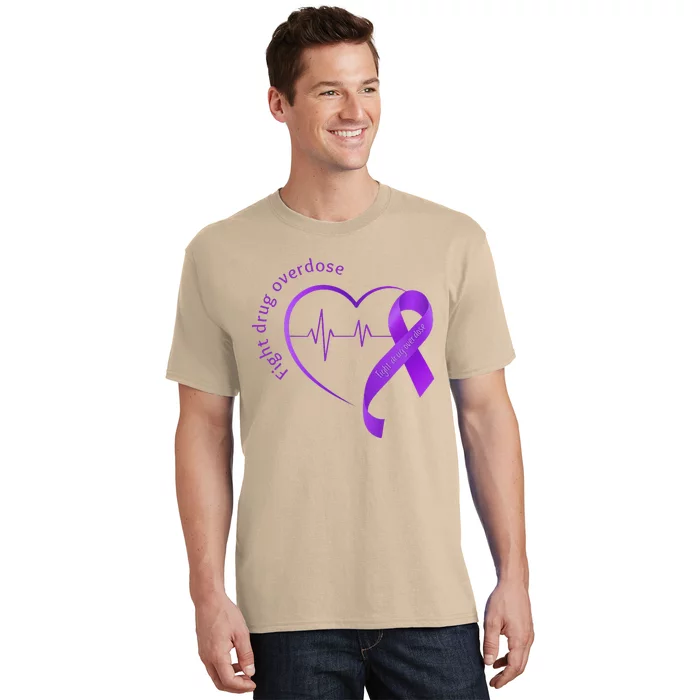 Overdose Awareness Purple Ribbon Drug Addiction Recovery T-Shirt