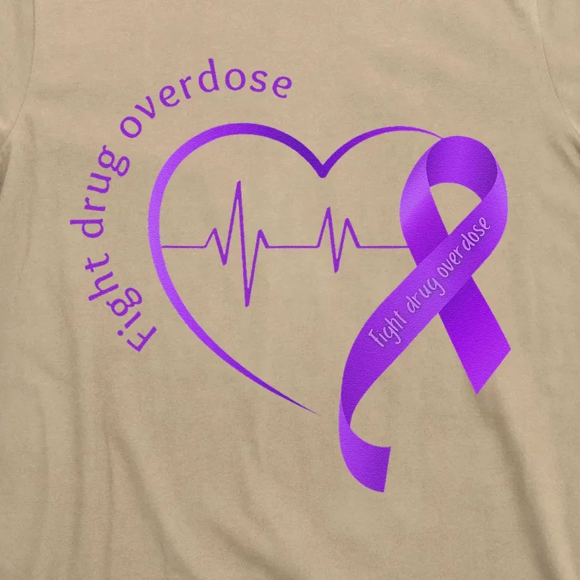 Overdose Awareness Purple Ribbon Drug Addiction Recovery T-Shirt