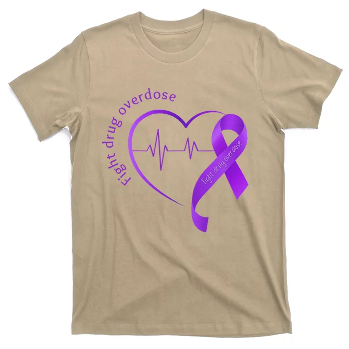 Overdose Awareness Purple Ribbon Drug Addiction Recovery T-Shirt