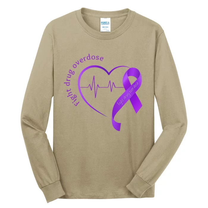 Overdose Awareness Purple Ribbon Drug Addiction Recovery Tall Long Sleeve T-Shirt