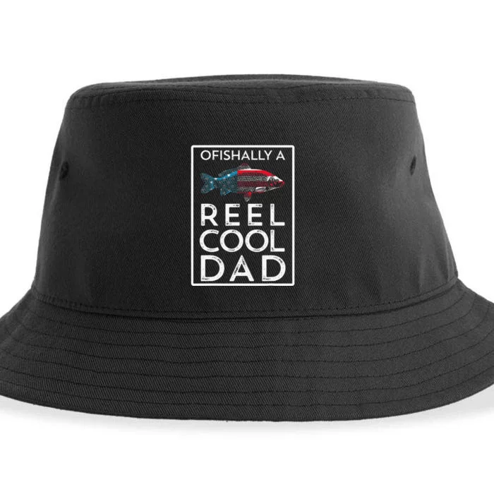 Ofishally A Reel Cool Dad Funny Fathers Day Fishing Pun Sustainable Bucket Hat