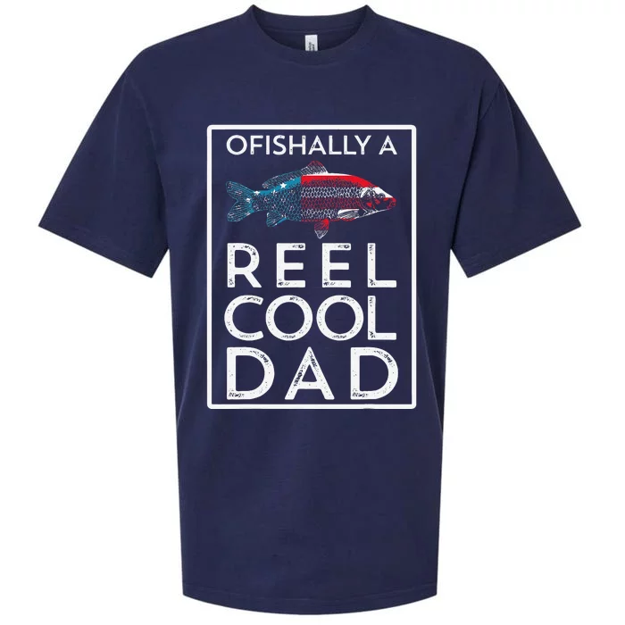 Ofishally A Reel Cool Dad Funny Fathers Day Fishing Pun Sueded Cloud Jersey T-Shirt