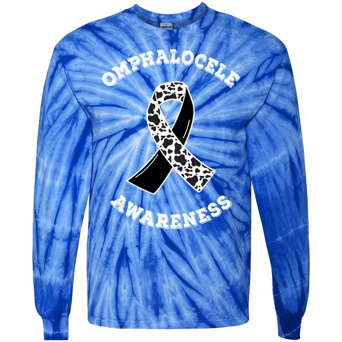 Omphalocele Awareness Ribbon Black And White Cow Patterns Great Gift Tie-Dye Long Sleeve Shirt