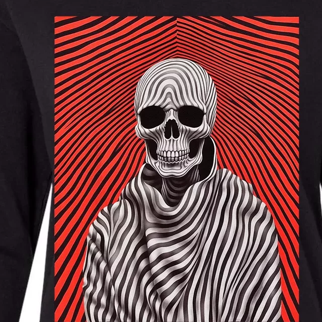 Op Art Reaper Death Mortality Optical Illusion Grim Reaper Womens Cotton Relaxed Long Sleeve T-Shirt