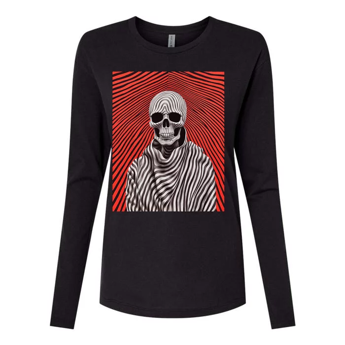 Op Art Reaper Death Mortality Optical Illusion Grim Reaper Womens Cotton Relaxed Long Sleeve T-Shirt