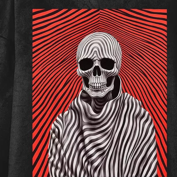 Op Art Reaper Death Mortality Optical Illusion Grim Reaper Hooded Wearable Blanket