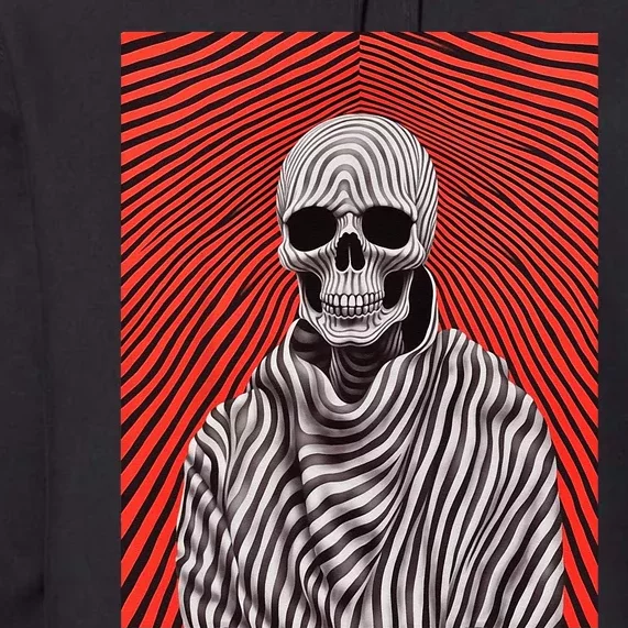 Op Art Reaper Death Mortality Optical Illusion Grim Reaper Premium Hoodie