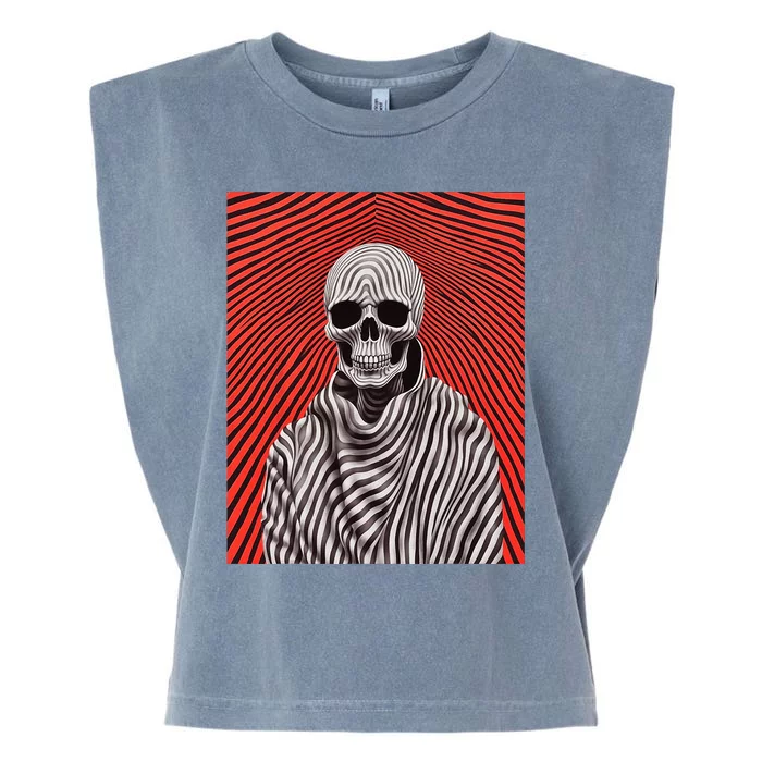 Op Art Reaper Death Mortality Optical Illusion Grim Reaper Garment-Dyed Women's Muscle Tee