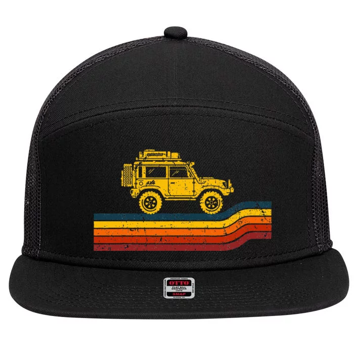 Overland Atlas Retro Rover Tracks 4x4 Offload Camping 7 Panel Mesh Trucker Snapback Hat