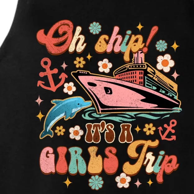 Oh A Ship Its A Trip Cruise Trip Cruising Groovy Cute Gift Ladies Tri-Blend Wicking Tank