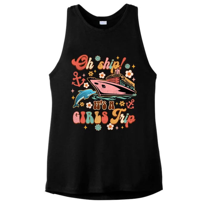 Oh A Ship Its A Trip Cruise Trip Cruising Groovy Cute Gift Ladies Tri-Blend Wicking Tank