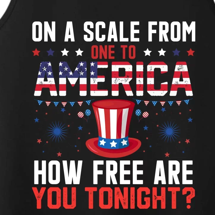 On A Scale From America 4th Of July Patriotic Phrase Performance Tank