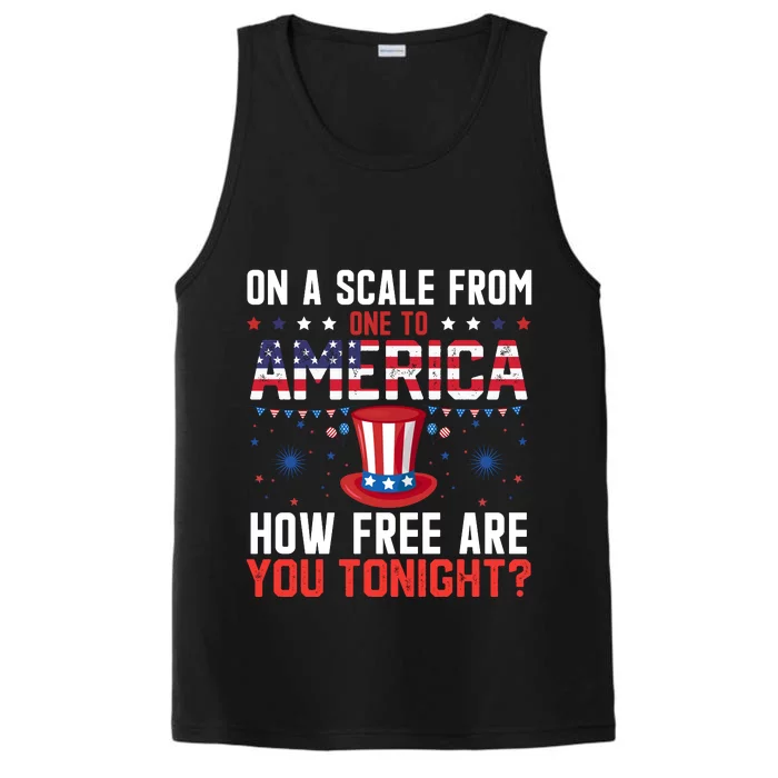 On A Scale From America 4th Of July Patriotic Phrase Performance Tank