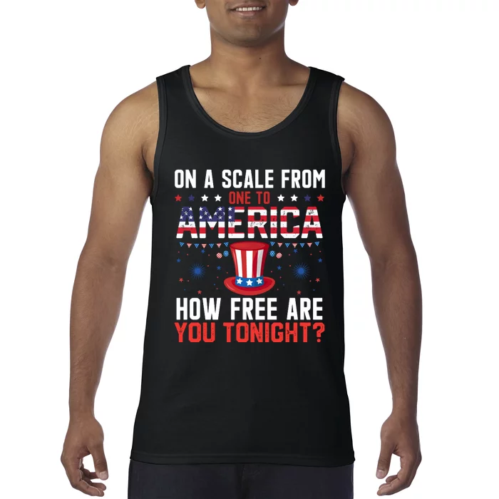 On A Scale From America 4th Of July Patriotic Phrase Tank Top