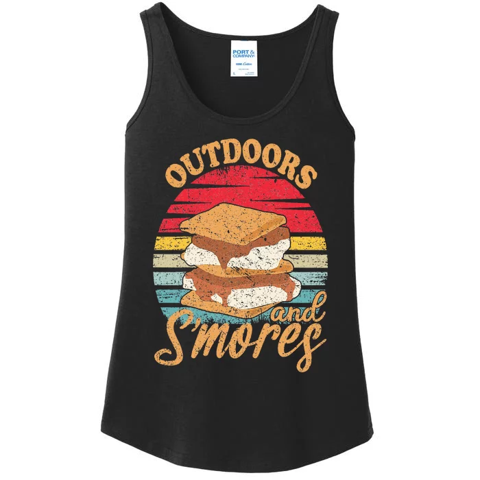 Outdoors And Smores Camping Lover Marshmallow Smores Ladies Essential Tank