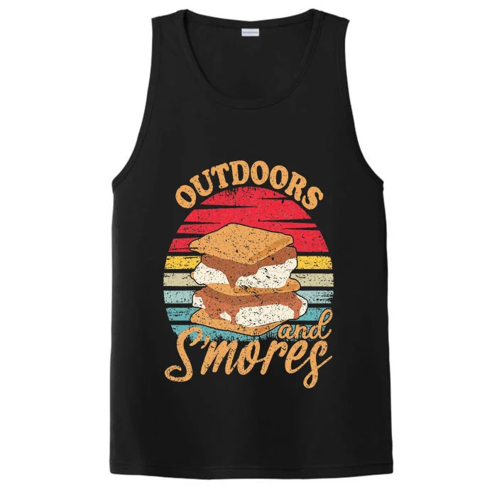 Outdoors And Smores Camping Lover Marshmallow Smores Performance Tank