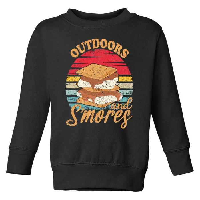 Outdoors And Smores Camping Lover Marshmallow Smores Toddler Sweatshirt