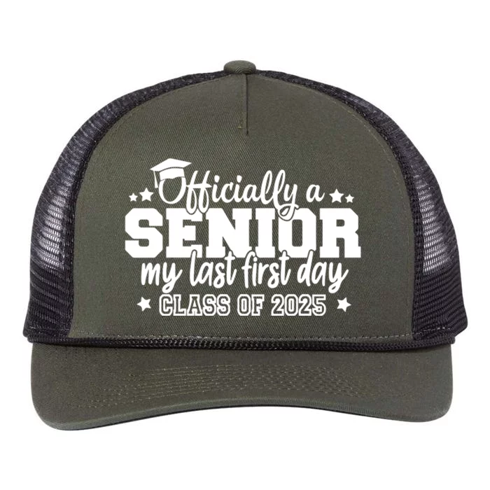 Officially A Senior My Last First Day 2025 Retro Rope Trucker Hat Cap