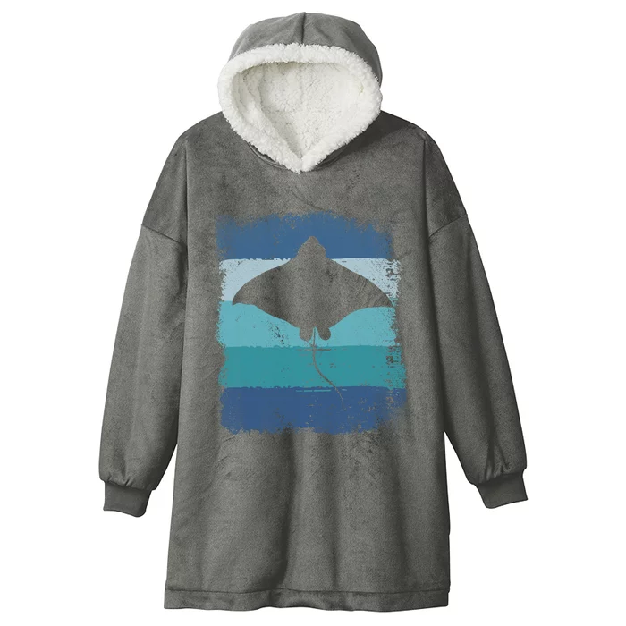 Ocean Animal Scuba Diving Stingray Retro Manta Ray Hooded Wearable Blanket