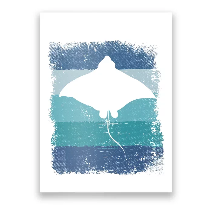 Ocean Animal Scuba Diving Stingray Retro Manta Ray Poster