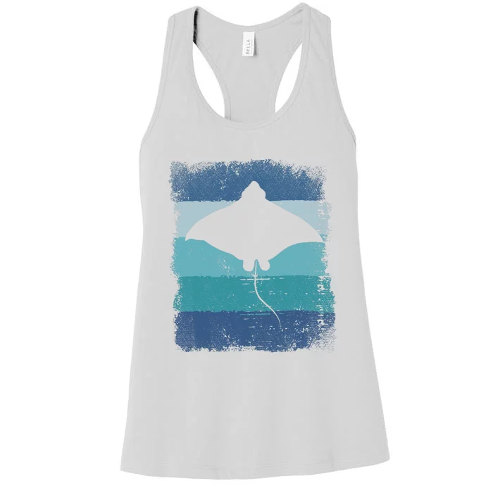 Ocean Animal Scuba Diving Stingray Retro Manta Ray Women's Racerback Tank