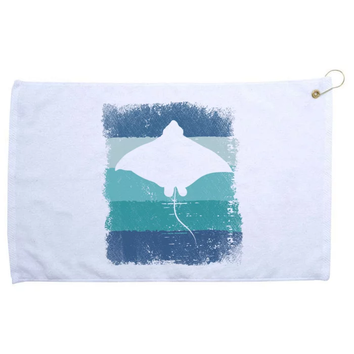 Ocean Animal Scuba Diving Stingray Retro Manta Ray Grommeted Golf Towel