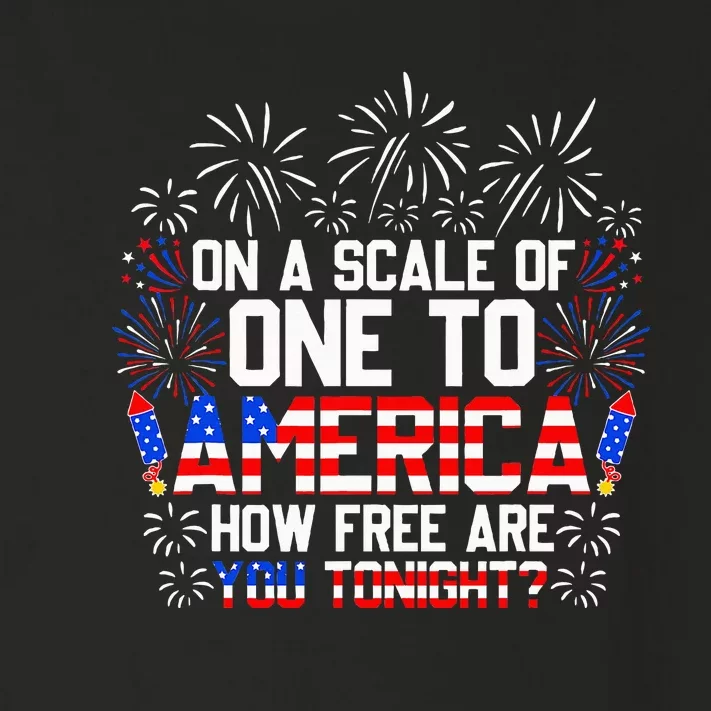 On A Scale Of One To America Funny 4th Of July Patriotic Toddler Long Sleeve Shirt