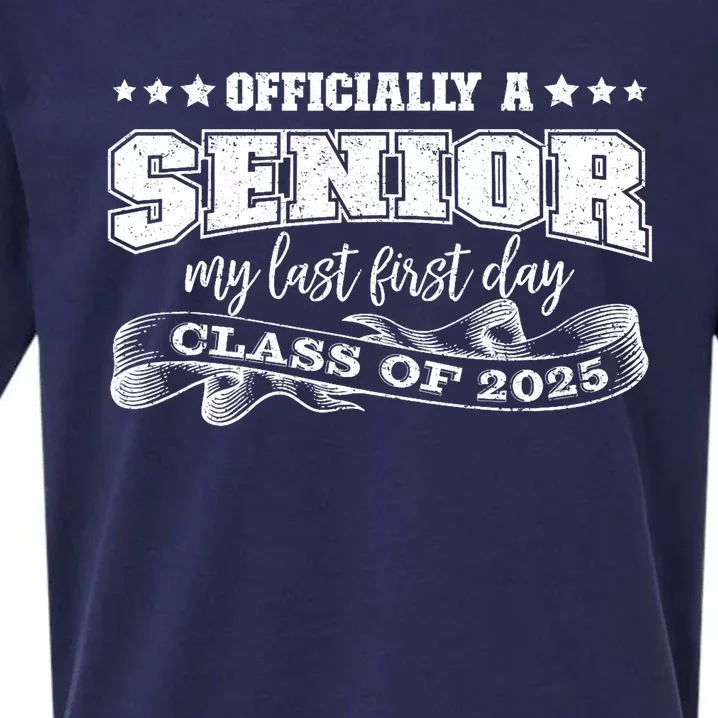 Officially A Senior My Last First Day Class Of 2025 Sueded Cloud Jersey T-Shirt