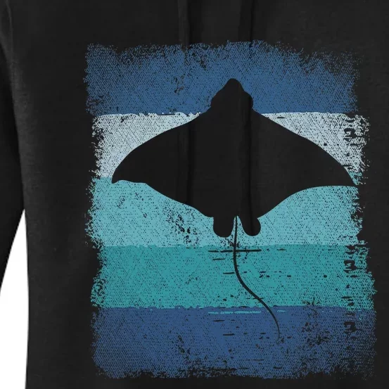 Ocean Animal Scuba Diving Stingray Retro Manta Ray Women's Pullover Hoodie