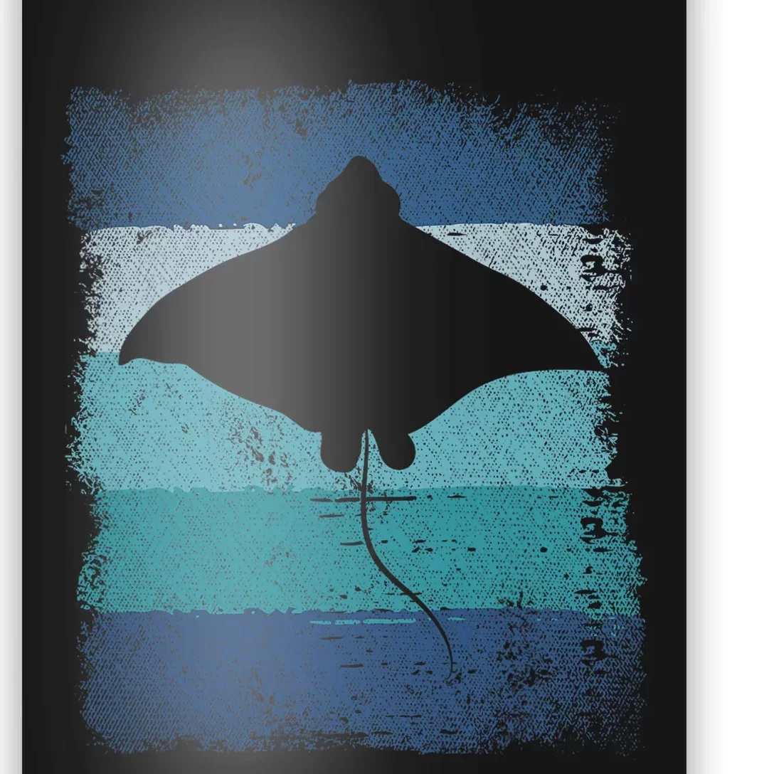 Ocean Animal Scuba Diving Stingray Retro Manta Ray Poster