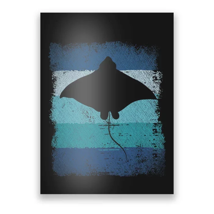 Ocean Animal Scuba Diving Stingray Retro Manta Ray Poster