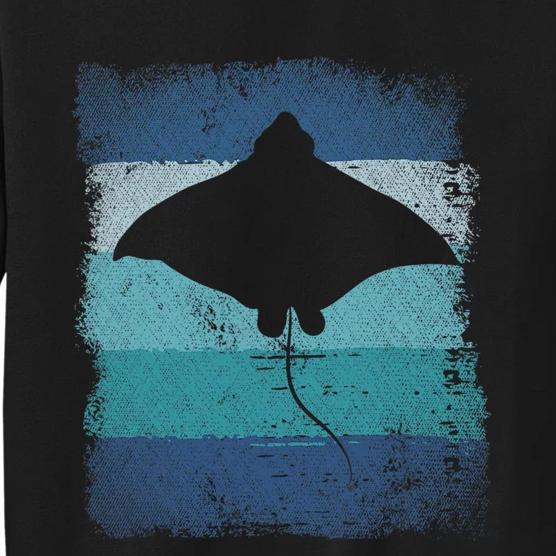 Ocean Animal Scuba Diving Stingray Retro Manta Ray Tall Sweatshirt