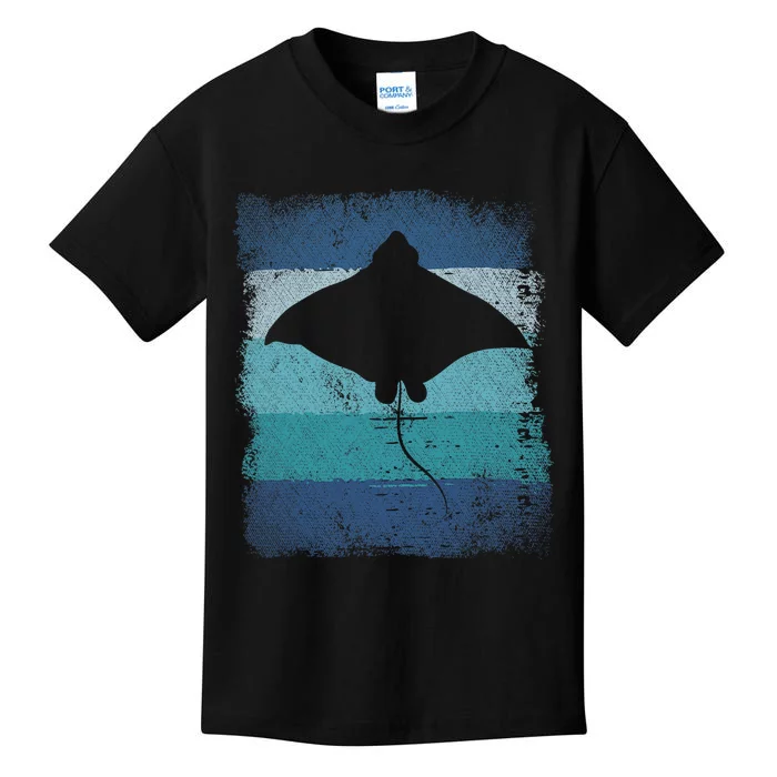 Ocean Animal Scuba Diving Stingray Retro Manta Ray Kids T-Shirt