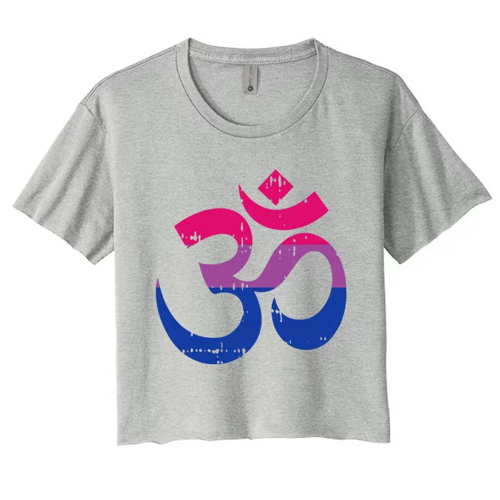 Om Aum Symbol Bisexual Pride Yoga Yogi Bi Flag Women's Crop Top Tee