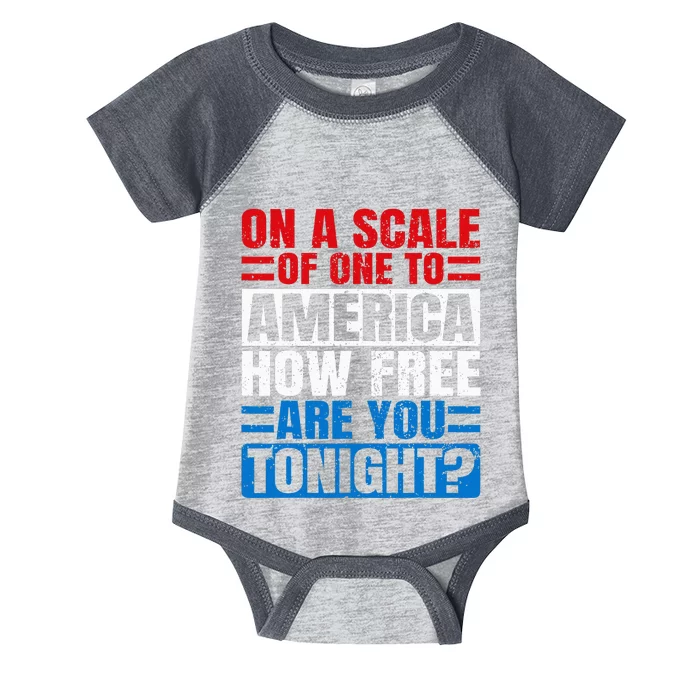 On A Scale Of One To America How Free Are You Tonight Infant Baby Jersey Bodysuit